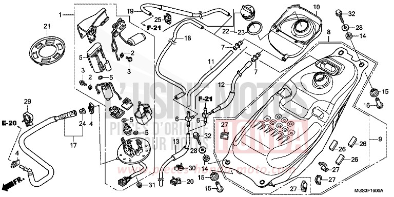 RESERVOIR A CARBURANT/POMPE A CARBURANT for NC700X Dual Cluth ABS DARKNESS BLACK METALLIC (NH463) from 2013
